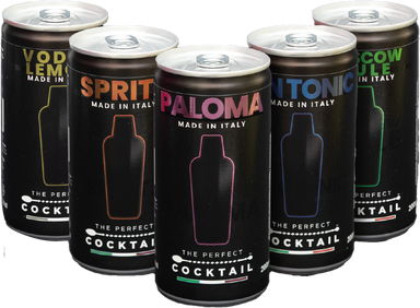 5 mixed cocktails in lattina